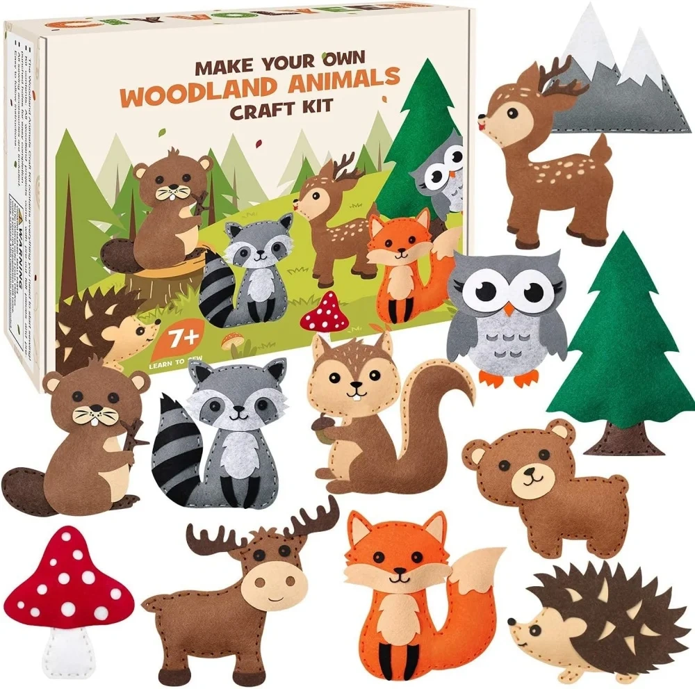 Kid Education Craft DIY Felt Sewing Kit S12 Woodland Animal