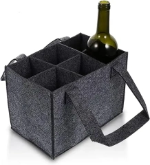 Meilleur vendeur prix de gros sac de transport de vin non tissé logo personnalisé grande capacité portable mode vin bière sacs en feutre pour bouteilles