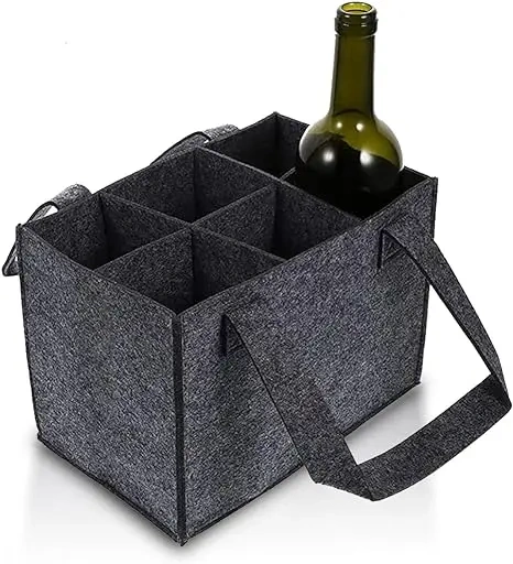 Meilleur vendeur prix de gros sac de transport de vin non tissé logo personnalisé grande capacité portable mode vin bière sacs en feutre pour bouteilles