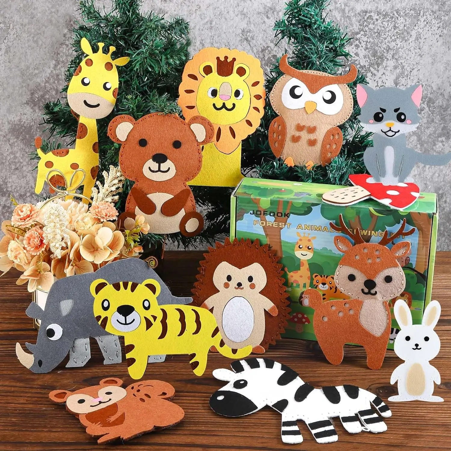 Kids Fun Education Toy Craft Forest Animals DIY Felt Sew Kit