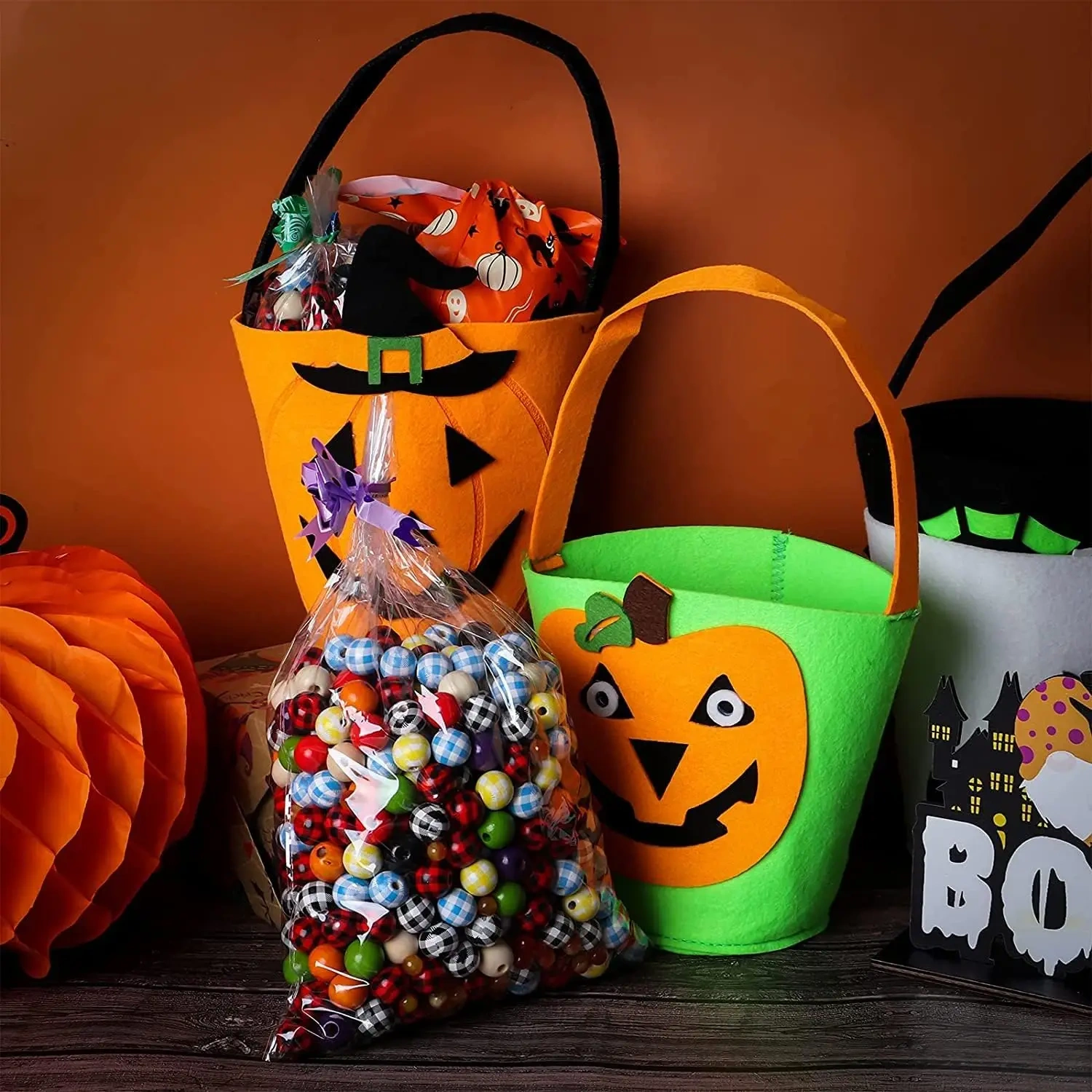 Custom Kids 2024 Trick or Treat Felt Halloween Candy Bucket