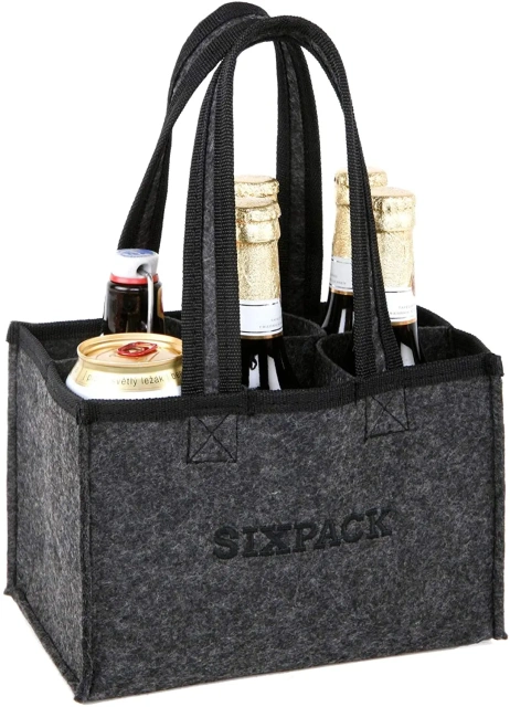 customized eco friendly carrying felt six pack beer wine gift bag water drink bottle sleeve carrier