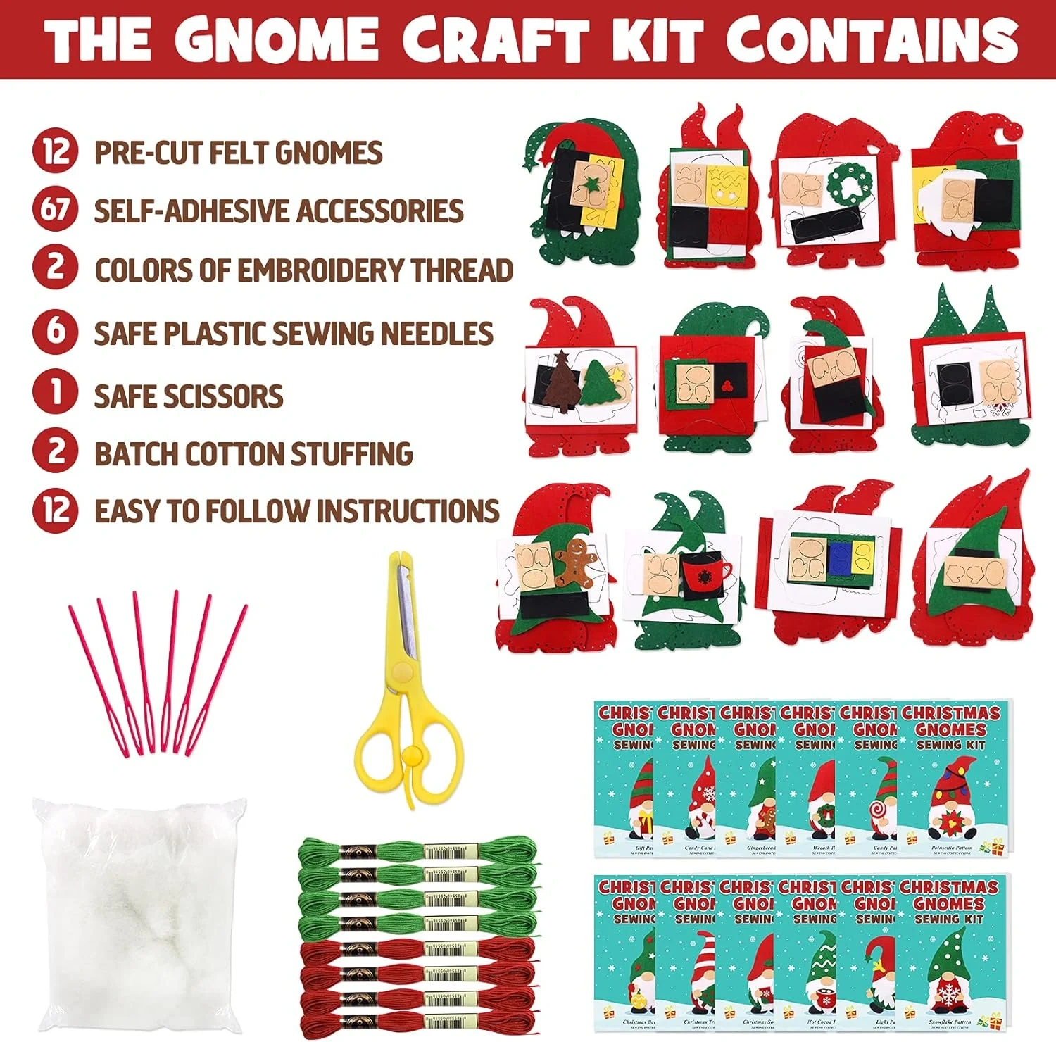 Kids Education Craft DIY Felt Sewing Kit S12 Christmas Gnome