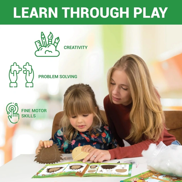 مجموعة أدوات خياطة ألعاب تعليمية للأطفال مصنوعة من اللباد الناعم مكونة من 8 حيوانات من الغابة