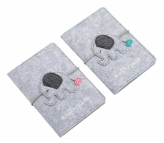 Custom Elephant Grey Felt Maternity Log Mutterpass Cover Bag with String
