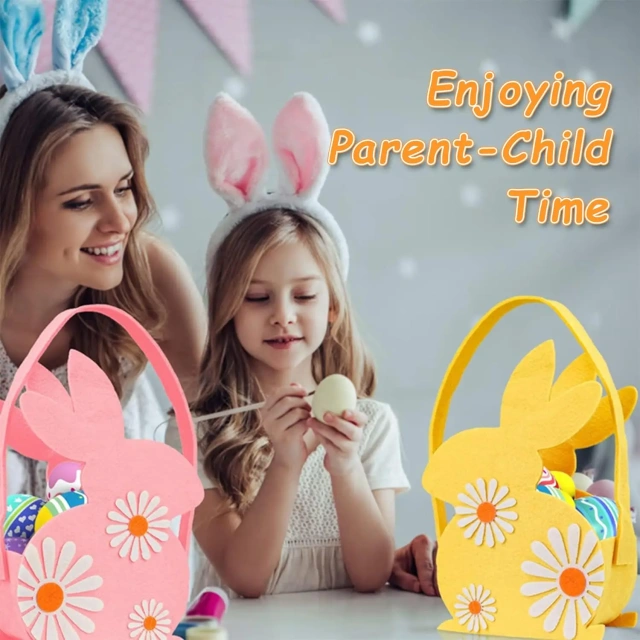 BSCI faible MOQ en gros décoration de Pâques nouveautés de fête pour enfants feutre poussin de Pâques bonbons sacs-cadeaux seaux lapin paniers de Pâques