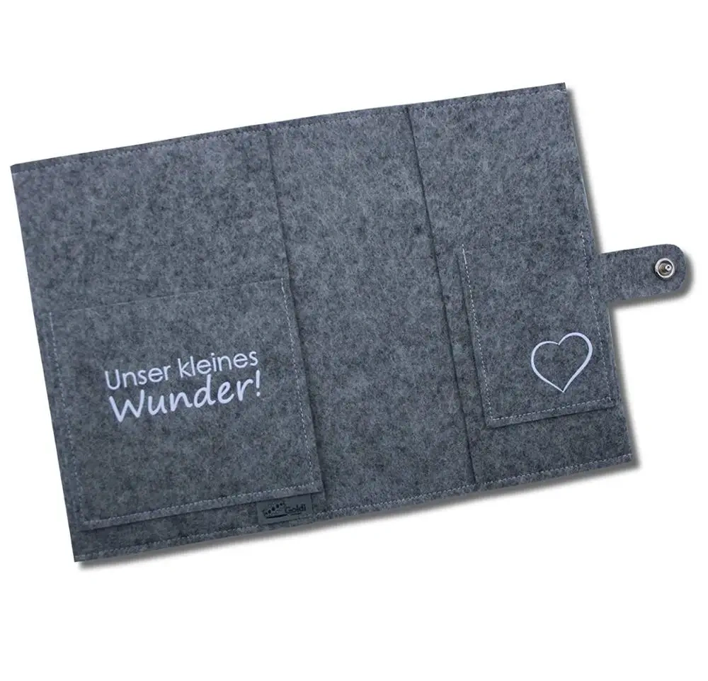 Custom Embroider Logo Footprint Felt Mutterpass Cover Bag