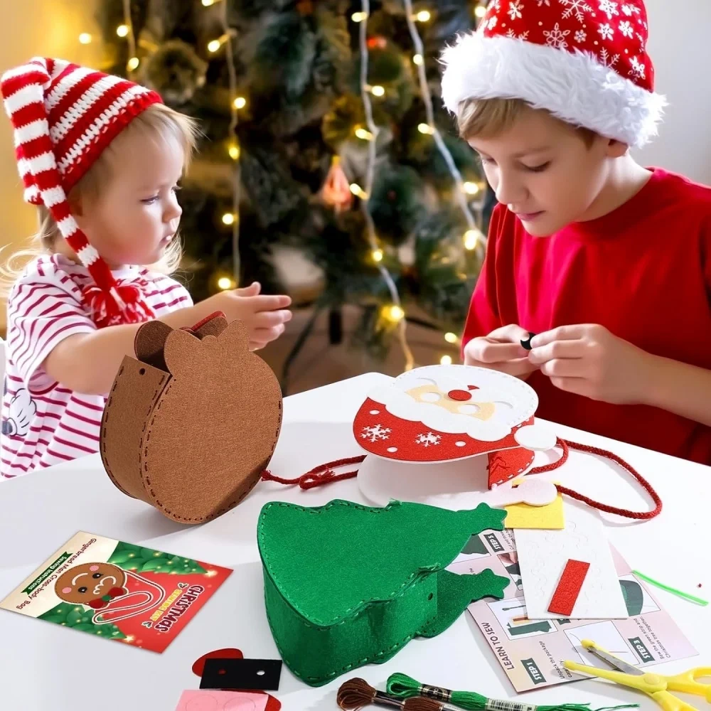 Kid Craft Art Soft Toy DIY Felt Sewing Kit S6 Christmas Bags