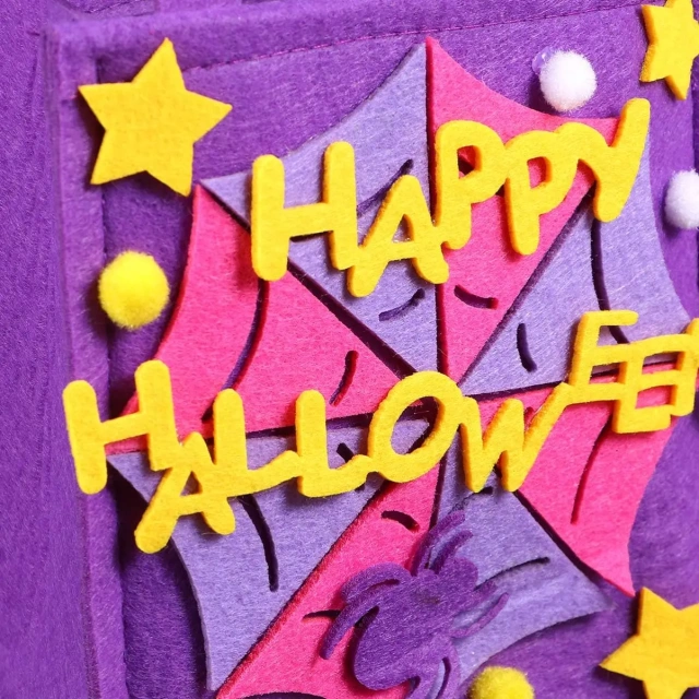 حقيبة حلوى الهالوين المصنوعة من اللباد للأطفال 2024 لتزيين الهالوين