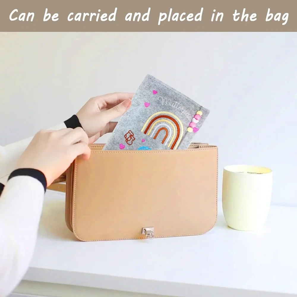 German handmade felt maternity pass protective cover for pregnant expectant mother ultrasound image insurance vaccination card