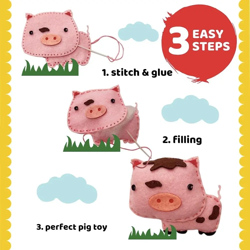 Custom Kids DIY Craft Toy Felt Sewing Kit S12 Farm Animals