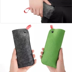 Étui à lunettes de soleil en tissu feutré personnalisé à bas prix, sac d'emballage de montre portable à glissement souple, pochette à lunettes