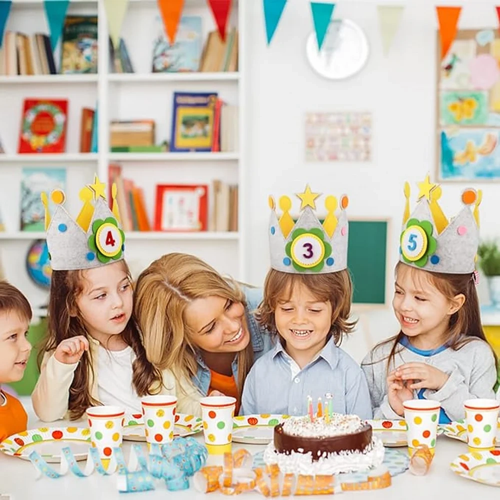 Reusable Felt Children Birthday Souvenir Decor Crown Hat