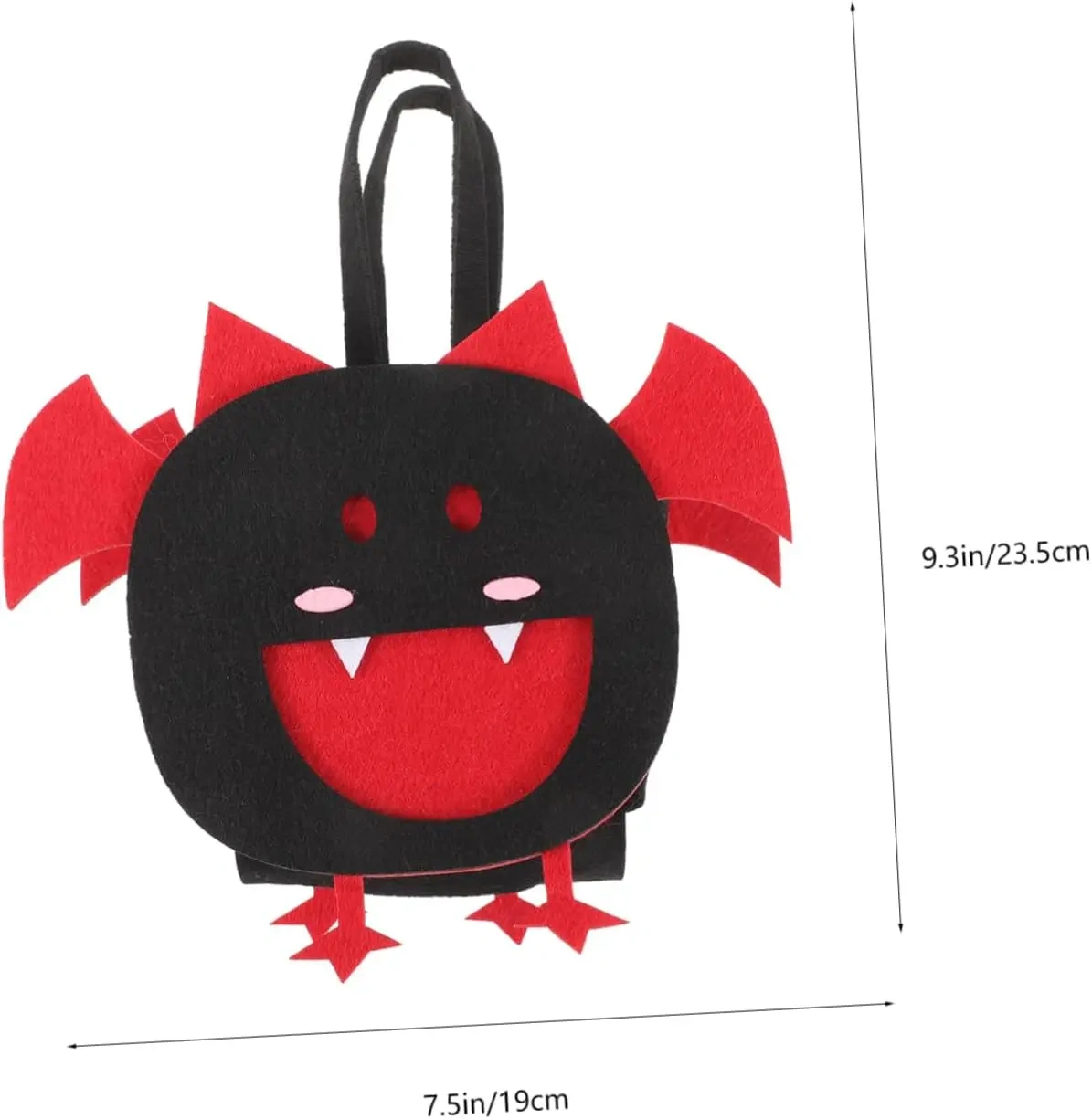 2024 Trick or Treat Black Red Bat Felt Halloween Candy Bag
