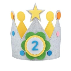 Chapéu de coroa de decoração de lembrança de aniversário infantil de feltro reutilizável