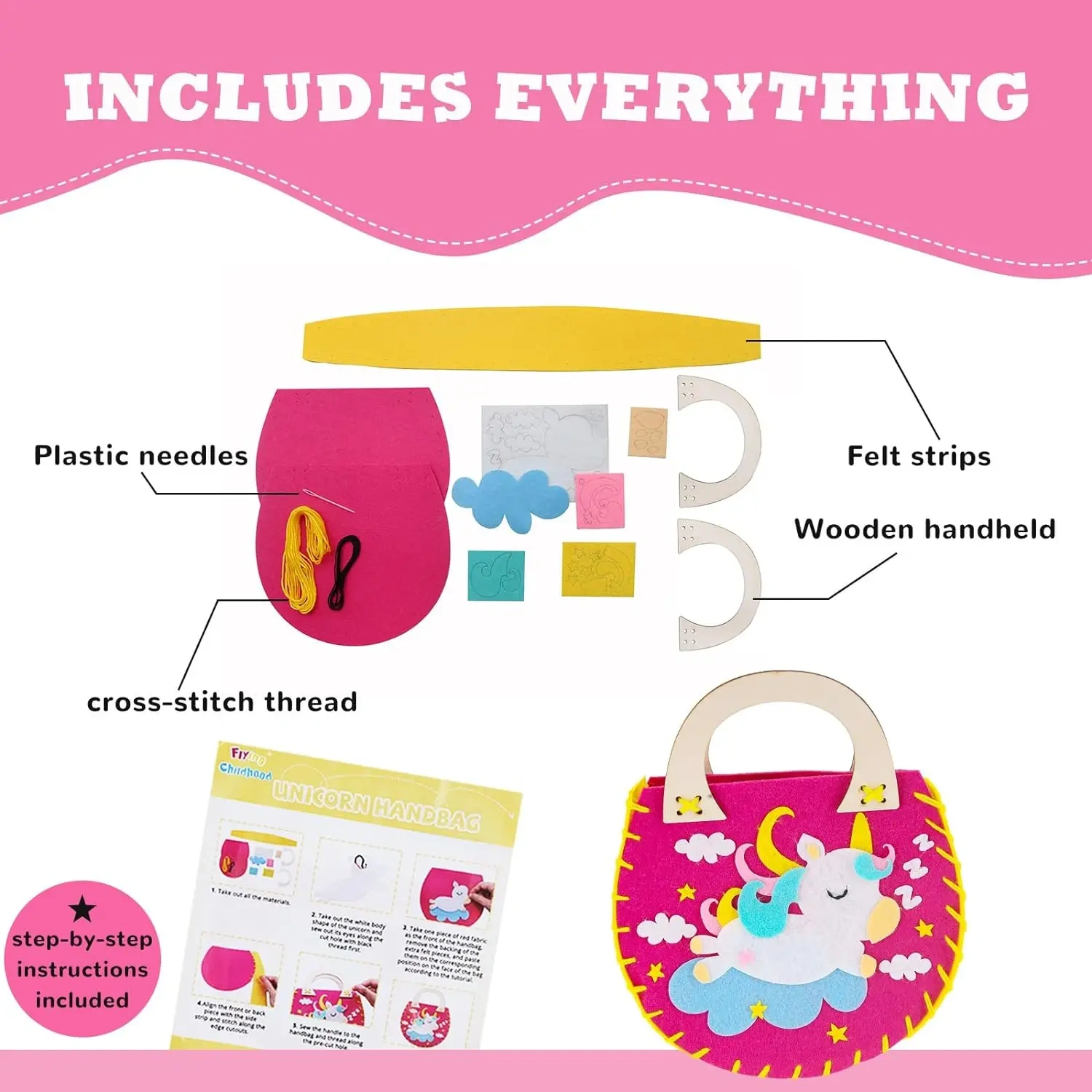 Kids Fun Education Toy Craft DIY Decorate Bag Felt Sew Kit