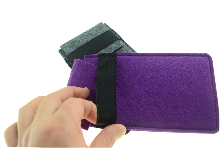 high quality recycled RPET needle punch polyester felt custom size color printed logo cell mobile phone belt pouch for promotion
