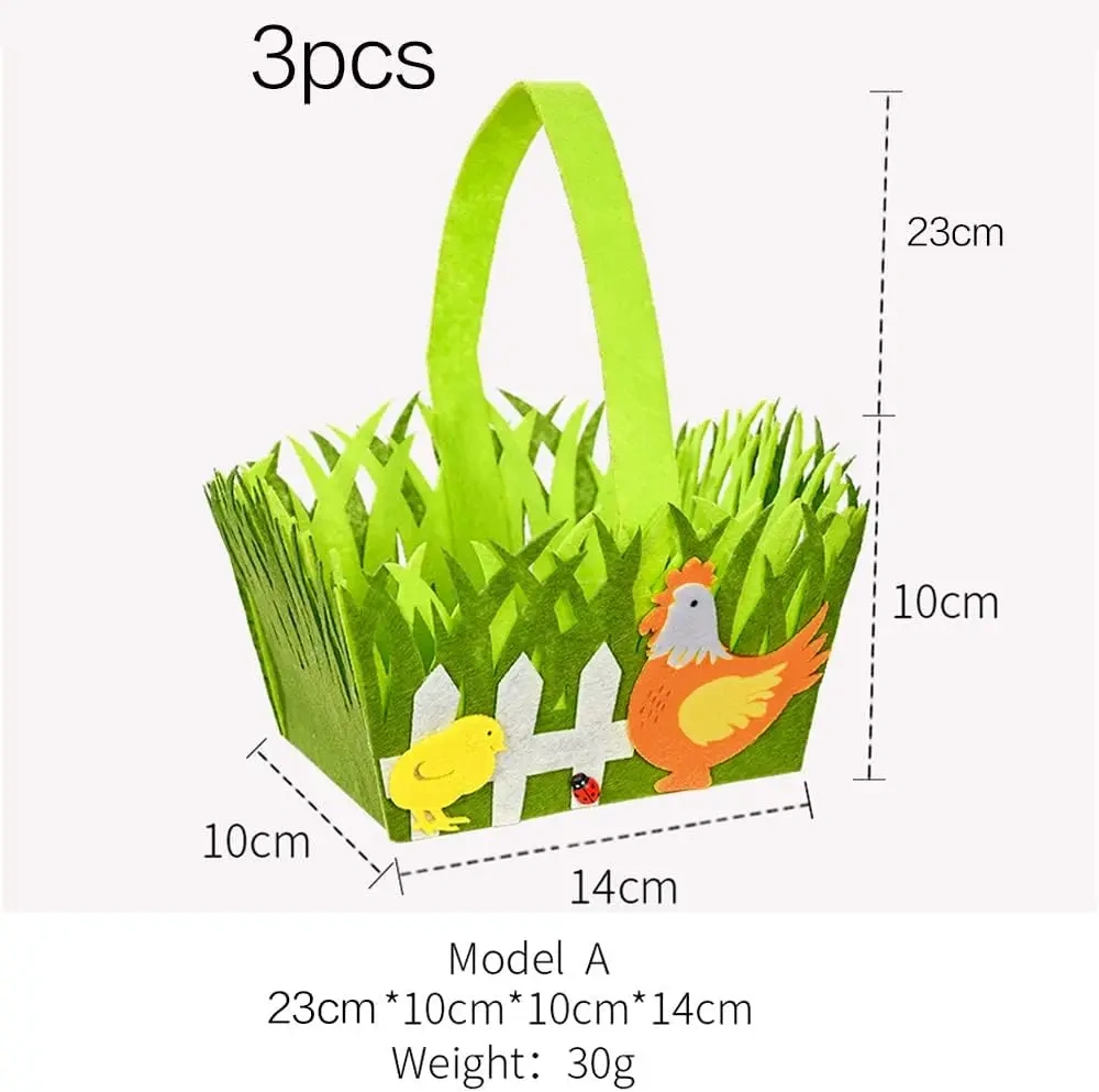 free sample wholesale new customize personalized sublimation chick cow candy bunny egg hunt felt gift bag Easter baskets for kid