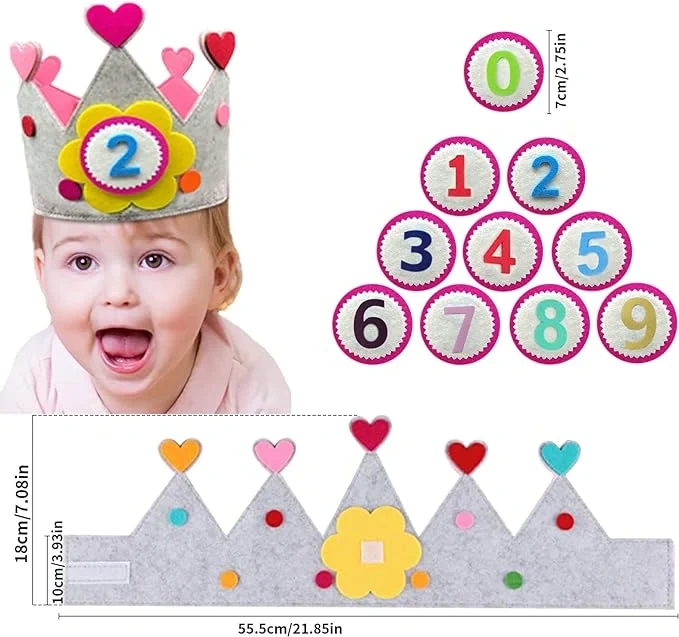 Custom Cute Baby Gift Fabric Felt Kids Birthday Crown