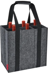 échantillon gratuit en gros personnalisé 27x18x27cm refroidisseur de bière fourre-tout 6 transporteurs sacs pour bouteilles d'eau sacs à vin en feutre gris pour bouteilles de vin