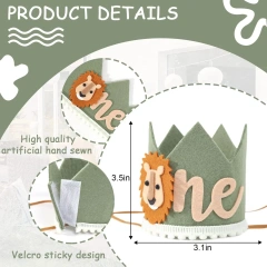 Sombrero de corona de tela de fieltro personalizado para fiesta de primer cumpleaños de bebé