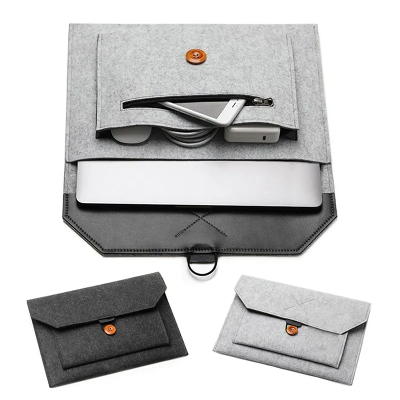 Customized Felt Protective Laptop Case Computer Bag Grey Multifunctional Office Computer Case Laptop Bag