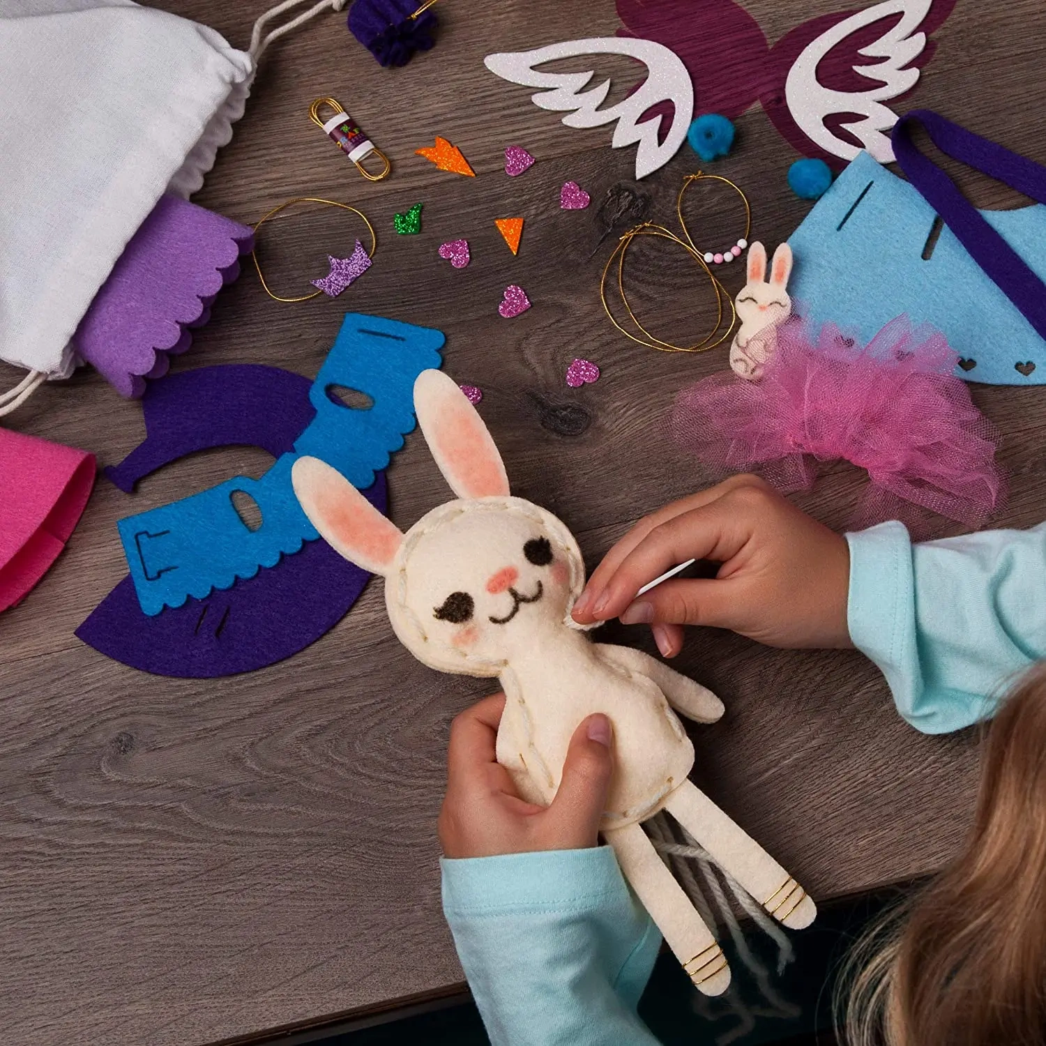 Kids Education Make a Bunny Friend Craft DIY Felt Sewing Kit