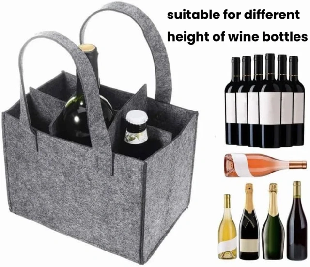 Túi đựng rượu vang di động có ngăn chia có thể tháo rời Túi vải nỉ đựng rượu vang Chất liệu bền có quai xách