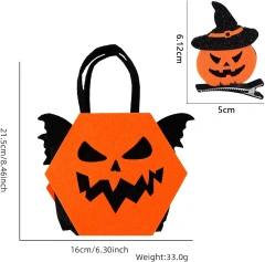 سلة حلوى الهالوين المصنوعة من اللباد على شكل يقطين مخيف للأطفال