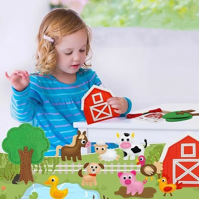 Kid Education Craft Art DIY Felt Sewing Kit S12 Farm Animal