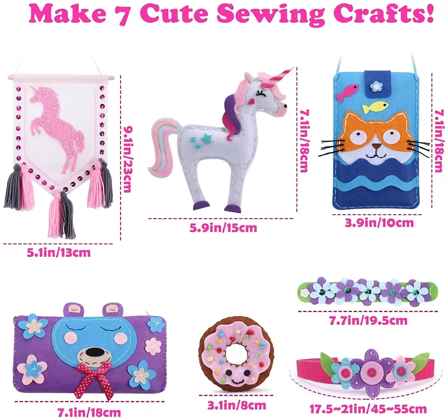 Custom Kids DIY Craft Toy Felt Sewing Kit S7 Unicorn Flowers