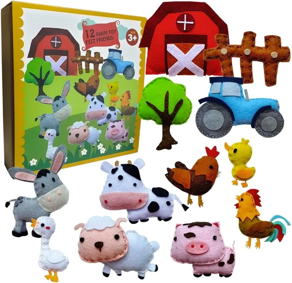Custom Kids DIY Craft Toy Felt Sewing Kit S12 Farm Animals