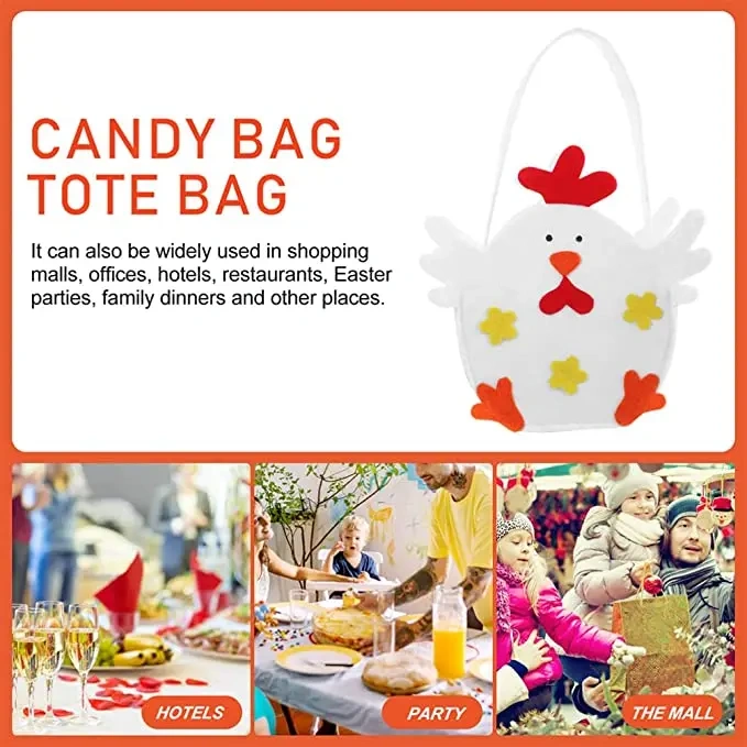 wholesale cute custom logo eco small chicken felt easter baskets, candy gift bag for kids holiday festival party favor