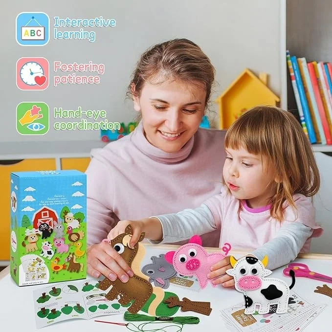 Kid Education Craft Art DIY Felt Sewing Kit S12 Farm Animal