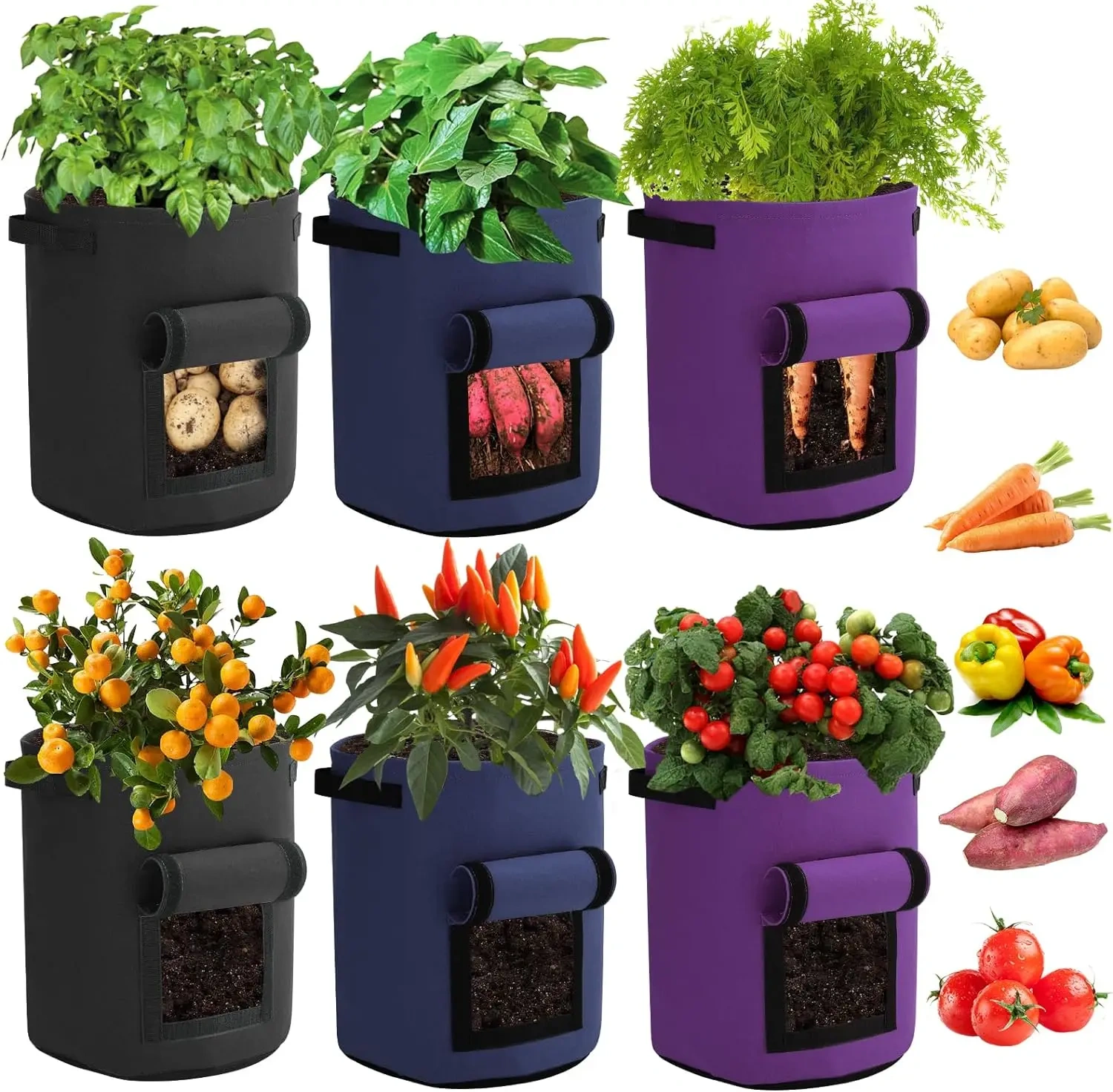 cheap bulk buy custom 10 gallon garden plant container thickened nonwoven fabric growing bags with handles and harvest window
