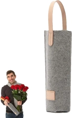 Túi tote đựng chai rượu bằng vải không dệt, có quai xách bằng da có đệm dùng cho tiệc cưới, tiệc tối, mua sắm