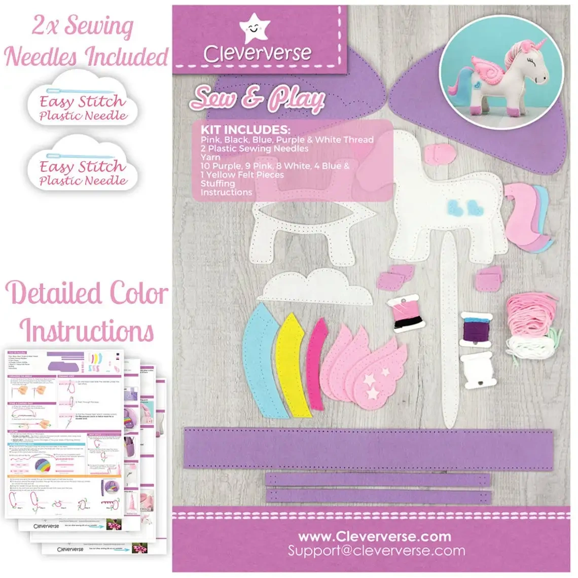 Kids Fun Toy Make Your Unicorn Bag Craft DIY Felt Sewing Kit