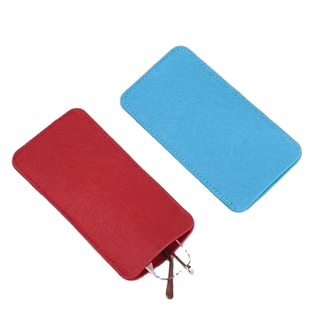 en stock pas cher différentes couleurs sac à lunettes en feutre doux pochette de rangement portable pour lunettes étui porte-lunettes de soleil