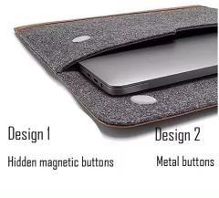 حقيبة كمبيوتر محمول مخصصة للرجال والنساء مصنوعة من جلد البولي يوريثان الناعم باللون الرمادي مع قفل مغناطيسي لحماية الكمبيوتر