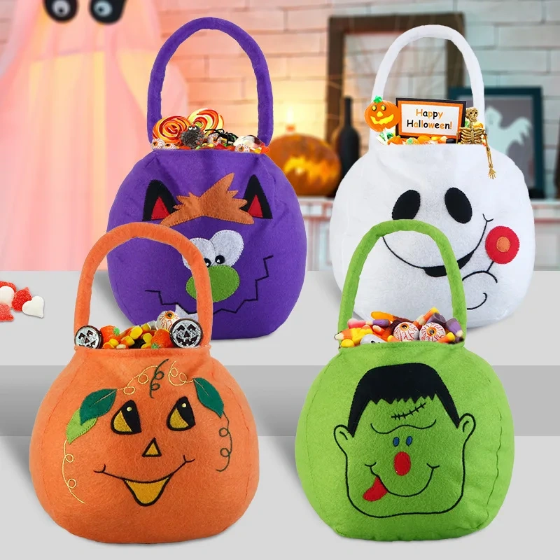 Custom Logo 2024 Trick or Treat Felt Halloween Candy Bag