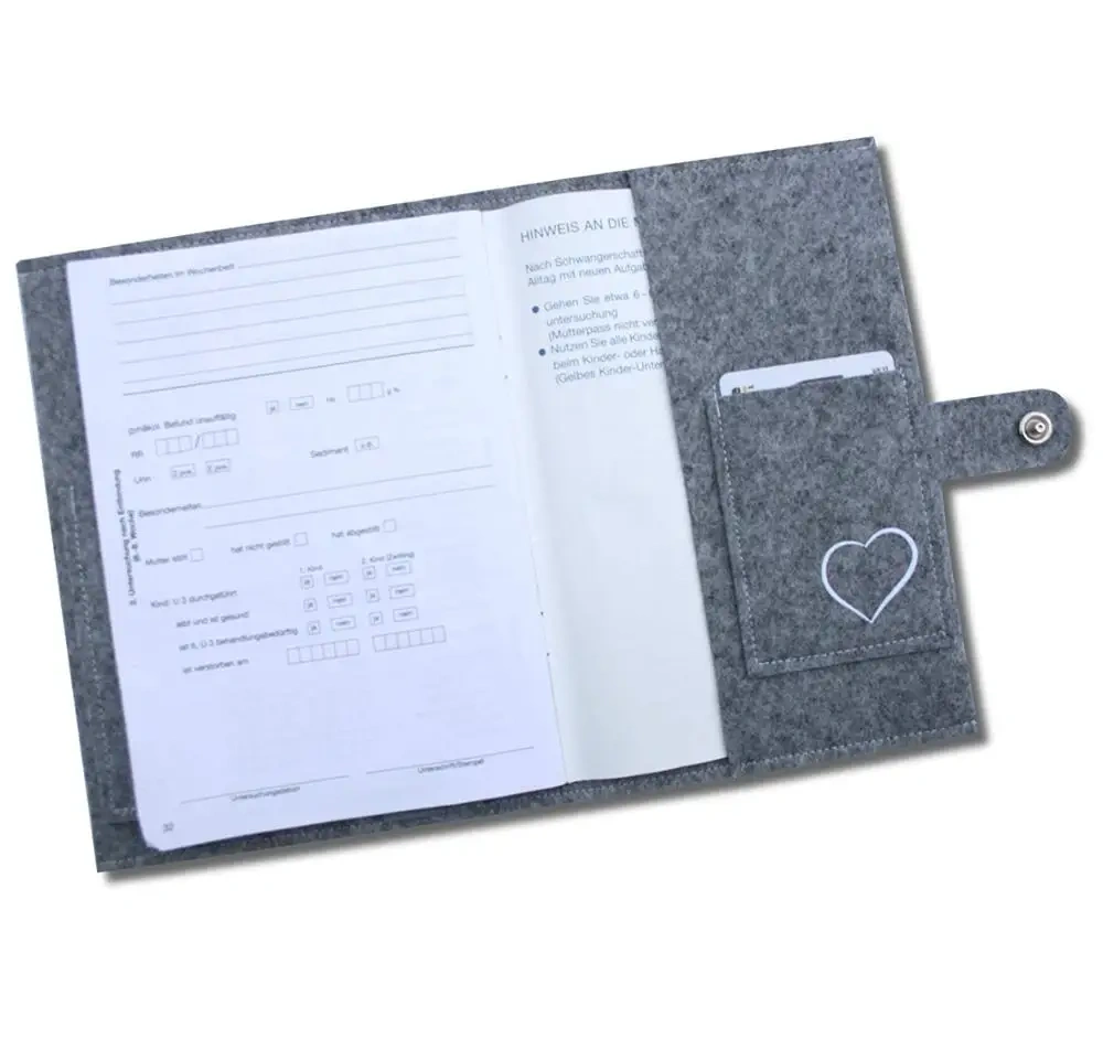 Custom Embroider Logo Footprint Felt Mutterpass Cover Bag