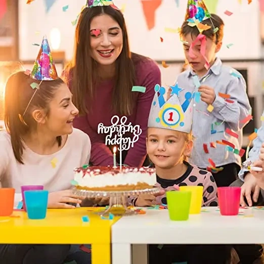 Decoração de aniversário de coroa de feltro fofa e reutilizável personalizada para bebês