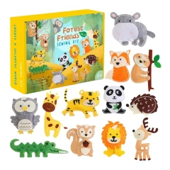Kit de costura de fieltro para manualidades y manualidades para niños, S12, animales del bosque