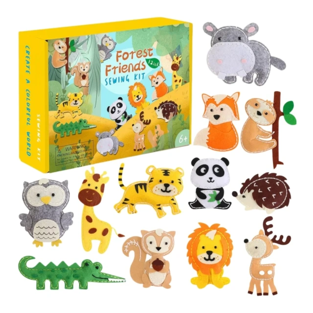 Kit de costura de fieltro para manualidades y manualidades para niños, S12, animales del bosque