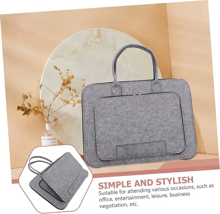 2024 product new edition charcoal gray business felt notebook case carrying package pouch laptop bag with handle