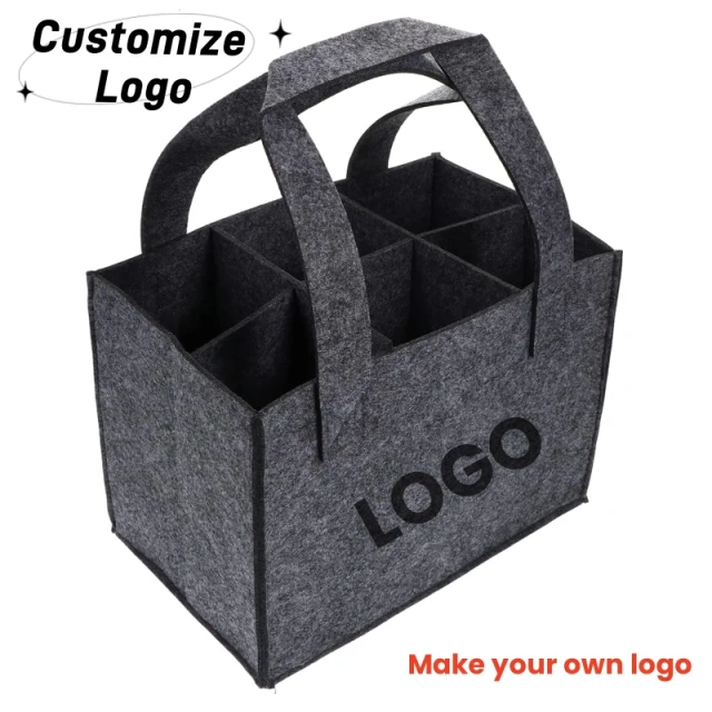 Meilleur vendeur prix de gros sac de transport de vin non tissé logo personnalisé grande capacité portable mode vin bière sacs en feutre pour bouteilles