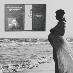 Funda para registro de maternidad de fieltro de primera calidad con huella bordada personalizada y botones de corazón de cuerda