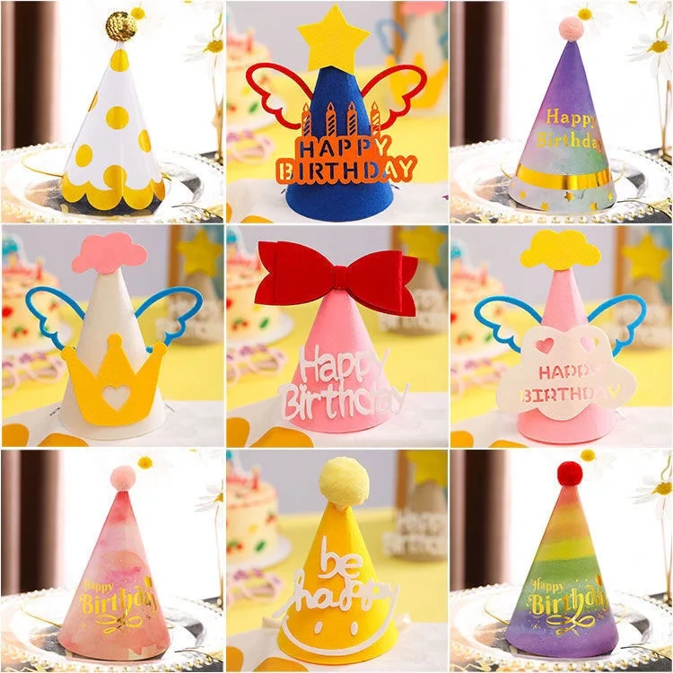 Custom Reusable Cute Baby Gift Birthday Crown Felt Hat Cones