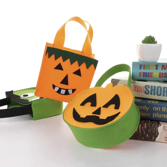 Sac à bonbons d'Halloween en feutre avec logo personnalisé 2024 Trick or Treat Cat