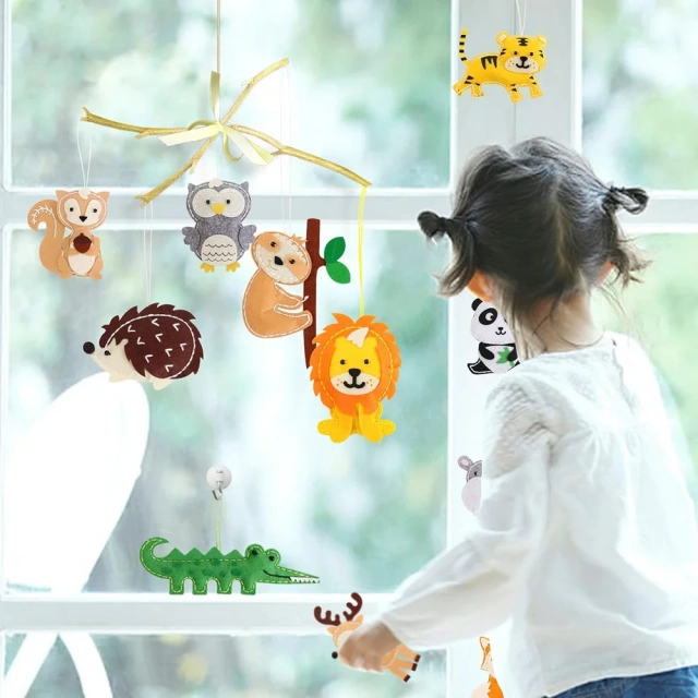 Kit de costura de fieltro para manualidades y manualidades para niños, S12, animales del bosque